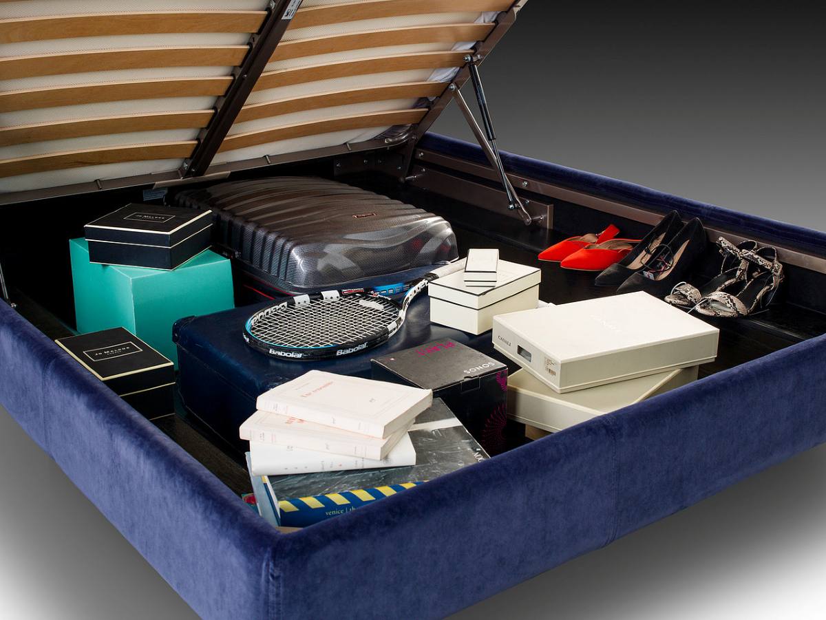 close up shot of an open storage bed